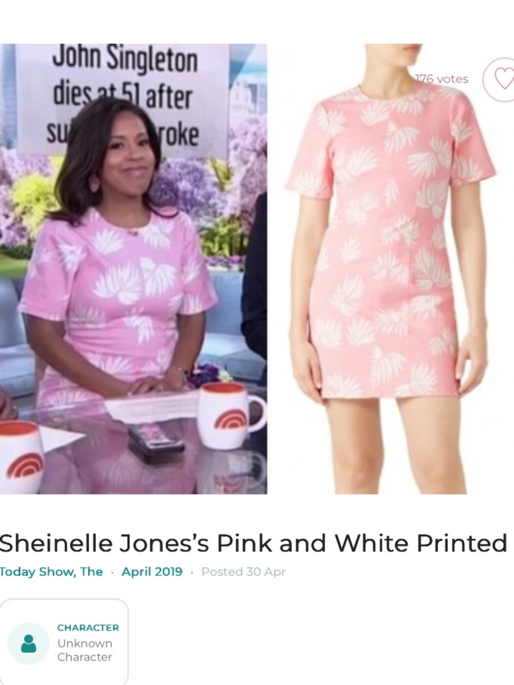Cinq a Sept Phoenix Madison Shift Dress in pink and white botanical print Size 2